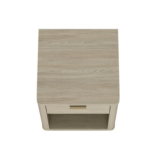 Manhattan Comfort Evelyn 20-in W Natural Composite Modern 1-Drawer Nightstand w/ Gold Handles