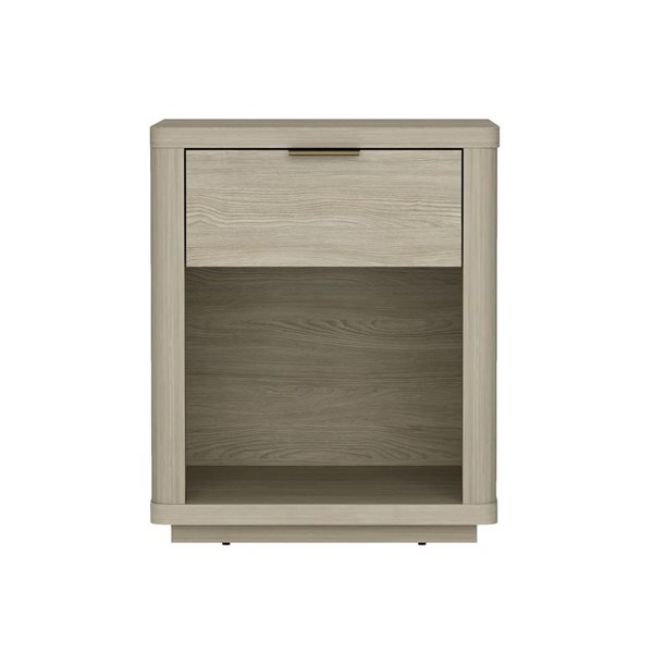Manhattan Comfort Evelyn 20-in W Natural Composite Modern 1-Drawer Nightstand w/ Gold Handles