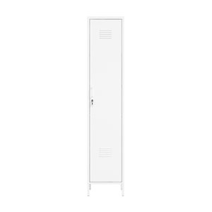 Manhattan Comfort Naomi 15 W x 72.8-in H White Metal Modern Single Locker Storage Cabinet w/ Adjustable Shelves