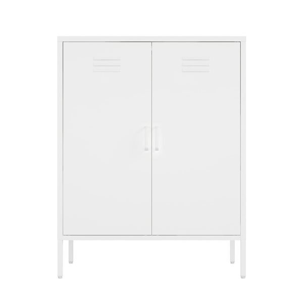 Manhattan Comfort Naomi 31.5-in W White Metal Modern Accent Cabinet with Adjustable Shelves