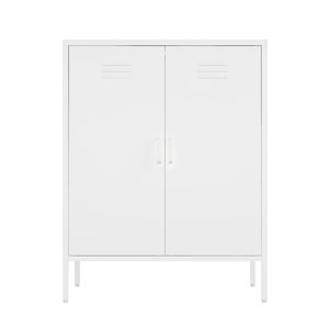 Manhattan Comfort Naomi 31.5-in W White Metal Modern Accent Cabinet with Adjustable Shelves