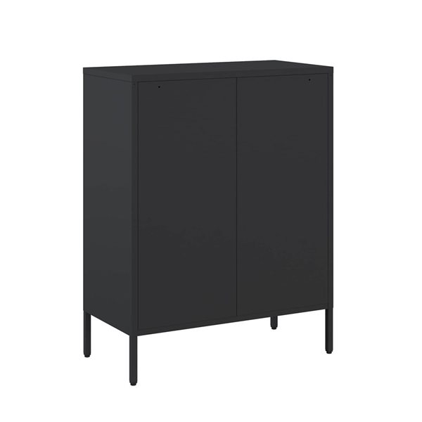 Manhattan Comfort Naomi 31.5-in W Black Metal Modern Accent Cabinet with Adjustable Shelves