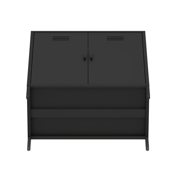 Manhattan Comfort Naomi 31.5-in W Black Metal Modern Accent Cabinet with Adjustable Shelves