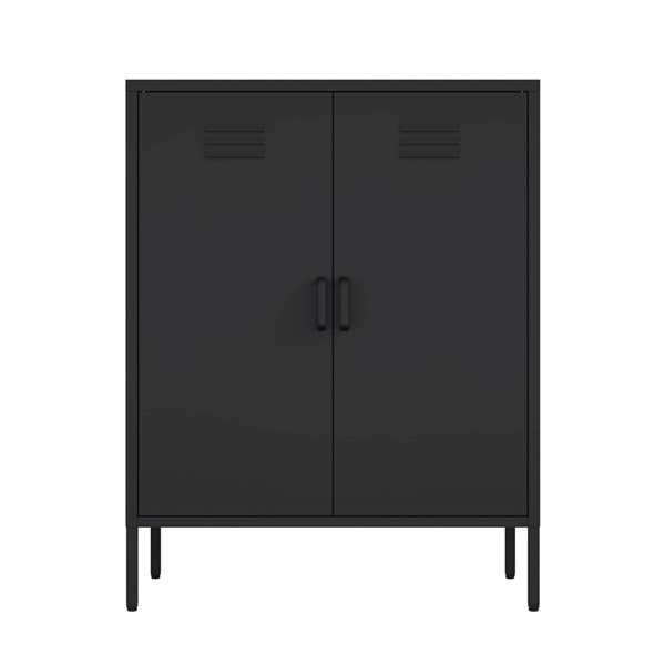 Manhattan Comfort Naomi 31.5-in W Black Metal Modern Accent Cabinet with Adjustable Shelves