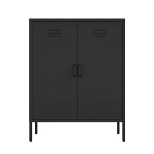 Manhattan Comfort Naomi 31.5-in W Black Metal Modern Accent Cabinet with Adjustable Shelves