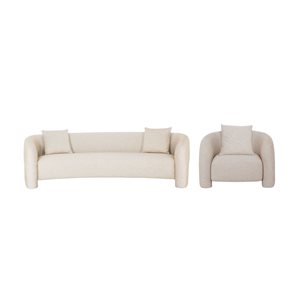 Ensemble canapé et fauteuil d'appoint moderne rembourré 2 pièces Sylvia par Manhattan Comfort en tweed poussière d'or