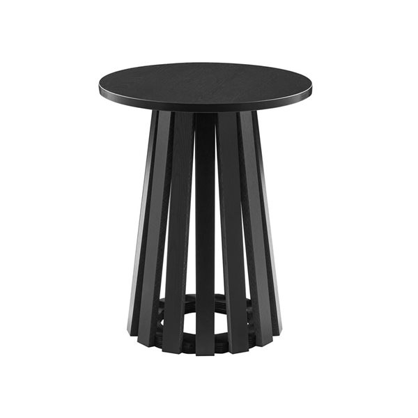 Manhattan Comfort Layla 17.7 dia x 21.1-in H Black MDF Modern Conical Slatted Base End Table