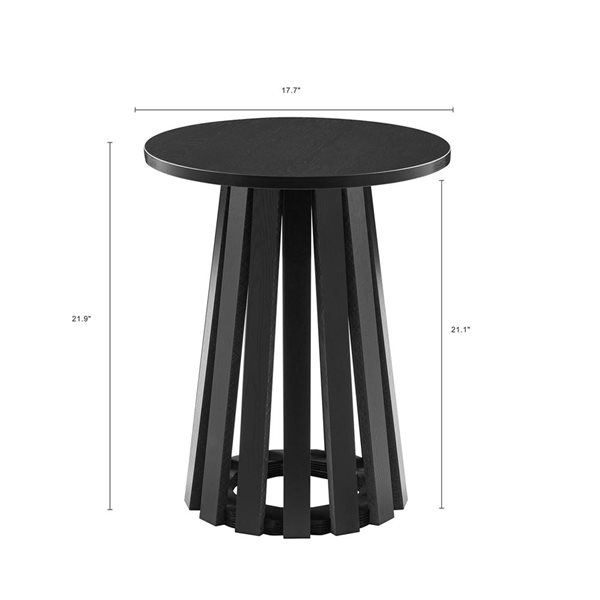 Manhattan Comfort Layla 17.7 dia x 21.1-in H Black MDF Modern Conical Slatted Base End Table