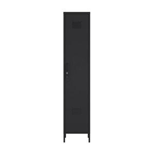 Manhattan Comfort Naomi 15 W x 72.8-in H Black Metal Modern Single Locker Storage Cabinet w/ Adjustable Shelves