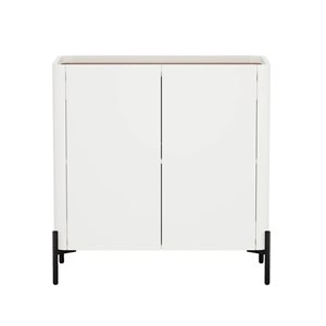 Manhattan Comfort Abbey Maple/Off-White Particleboard Modern Accent Cabinet w/ Adjustable Shelves and Metal Legs