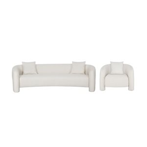 Ensemble canapé et fauteuil d'appoint moderne rembourré 2 pièces Sylvia par Manhattan Comfort en tweed angora