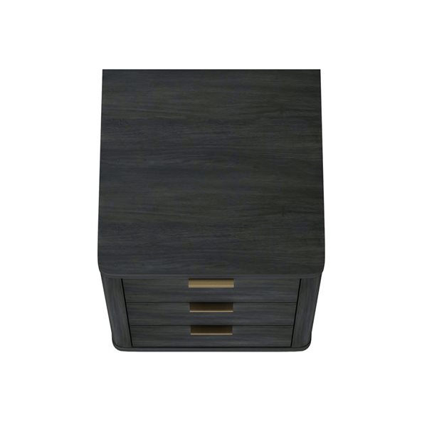 Manhattan Comfort Evelyn 20-in W Charcoal Grey Composite Modern 3-Drawer Nightstand w/ Gold Handles