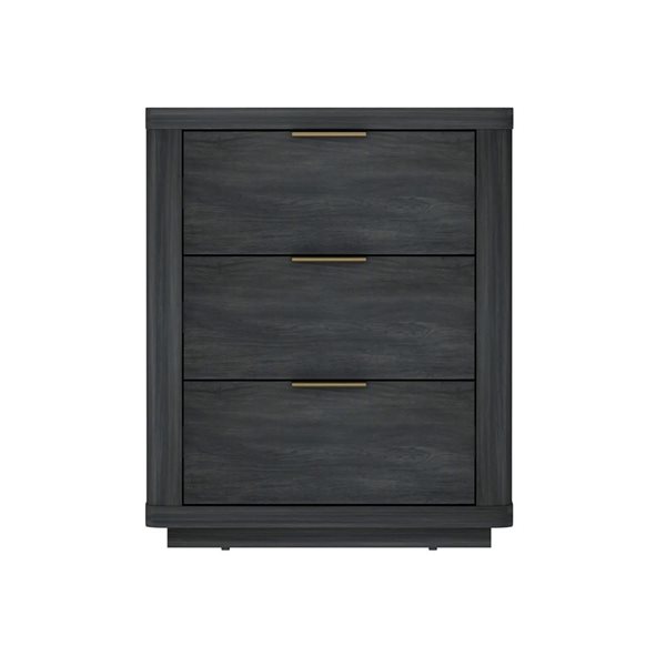 Manhattan Comfort Evelyn 20-in W Charcoal Grey Composite Modern 3-Drawer Nightstand w/ Gold Handles