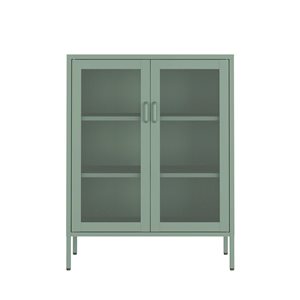 Manhattan Comfort Amelia 31.5-in W Green Metal Modern Accent Cabinet w/ 2 Adjustable Shelves