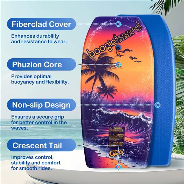 Wham-O 2-Pack 37-in Boogie Board w/ Wrist Leash for Kids 8+ - Beach/Wave