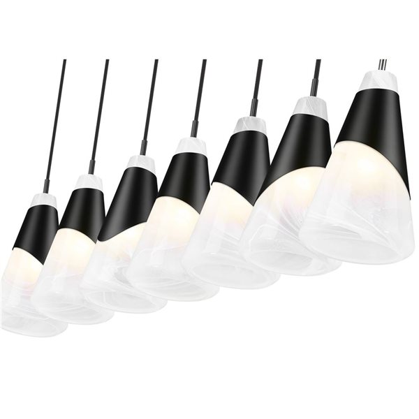 Z-Lite Aimie Matte Black Modern 7-Light Linear Chandelier
