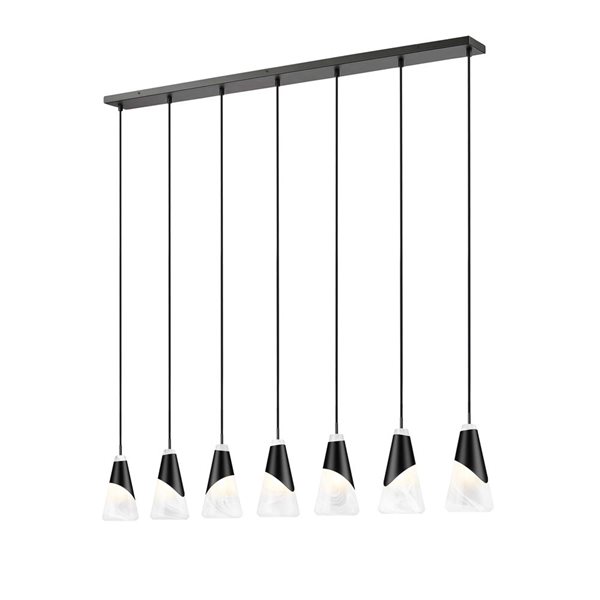 Z-Lite Aimie Matte Black Modern 7-Light Linear Chandelier
