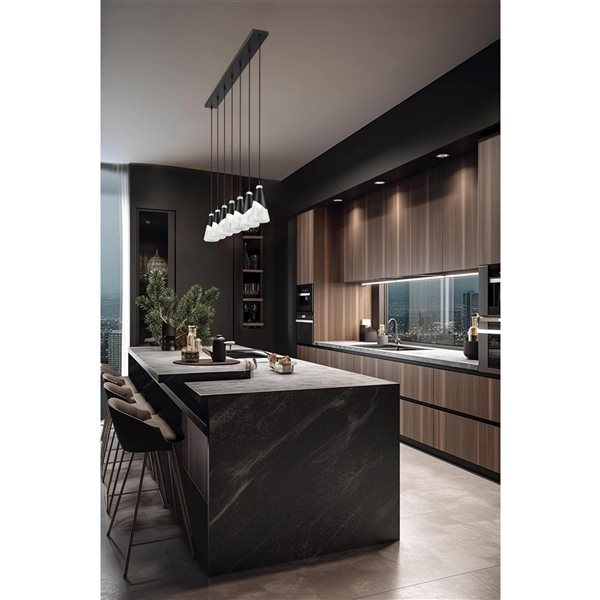 Z-Lite Aimie Matte Black Modern 7-Light Linear Chandelier