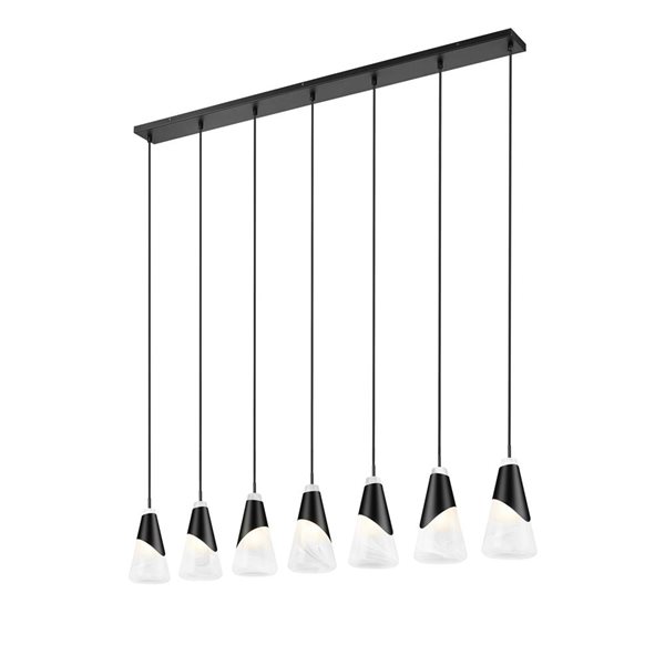 Z-Lite Aimie Matte Black Modern 7-Light Linear Chandelier