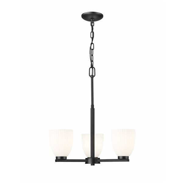 Z-Lite Naya Matte Black Modern 3-Light Shaded Chandelier