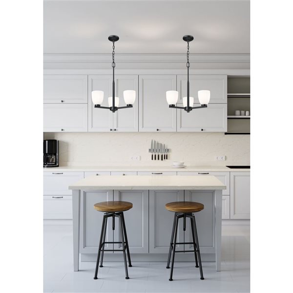 Z-Lite Naya Matte Black Modern 3-Light Shaded Chandelier