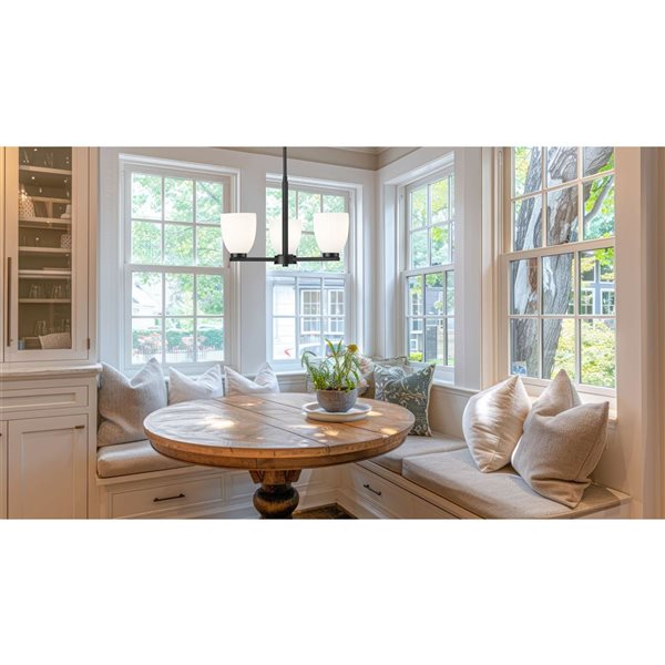 Z-Lite Naya Matte Black Modern 3-Light Shaded Chandelier