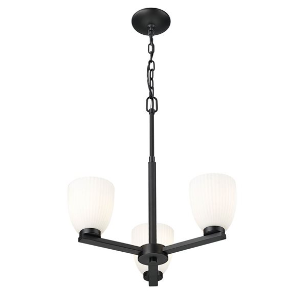 Z-Lite Naya Matte Black Modern 3-Light Shaded Chandelier