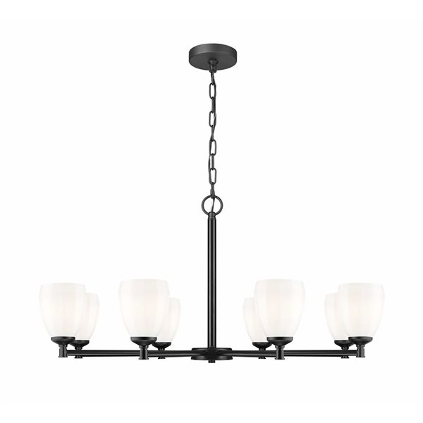 Z-Lite Oren Matte Black Transitional 8-Light Shaded Chandelier