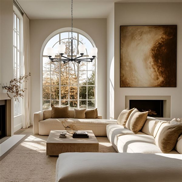 Z-Lite Oren Matte Black Transitional 8-Light Shaded Chandelier