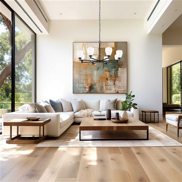 Z-Lite Oren Matte Black Transitional 8-Light Shaded Chandelier