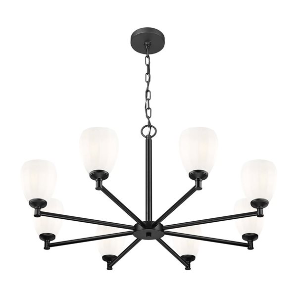 Z-Lite Oren Matte Black Transitional 8-Light Shaded Chandelier
