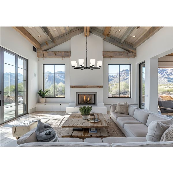 Z-Lite Naya Matte Black Modern 8-Light Shaded Chandelier