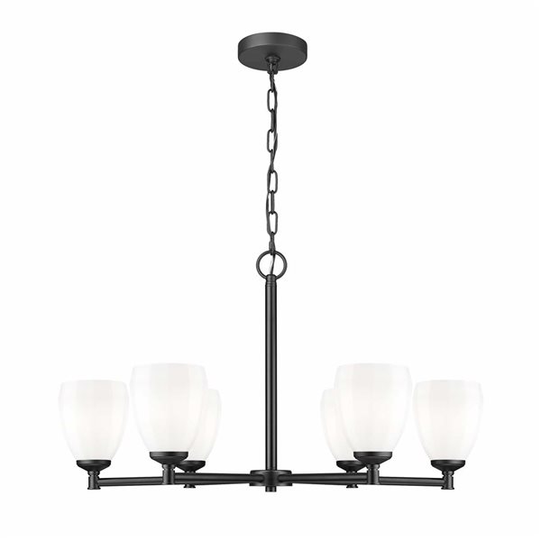 Z-Lite Oren Matte Black Transitional 6-Light Shaded Chandelier