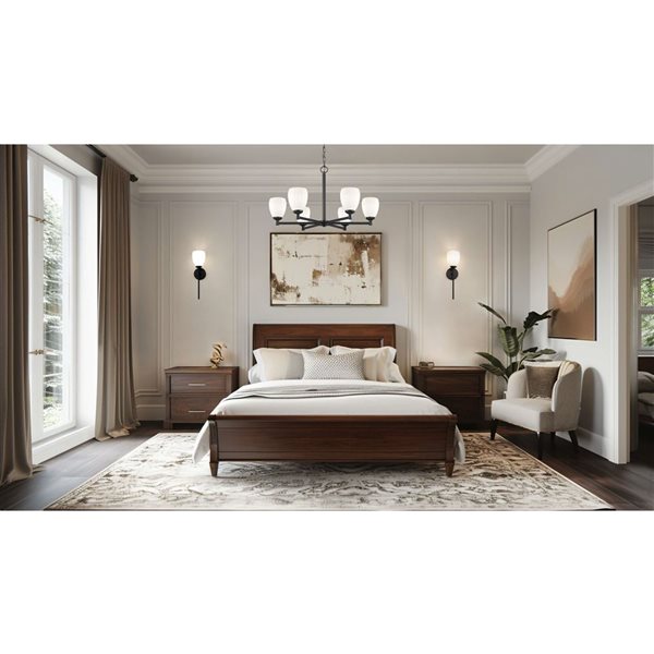 Z-Lite Oren Matte Black Transitional 6-Light Shaded Chandelier