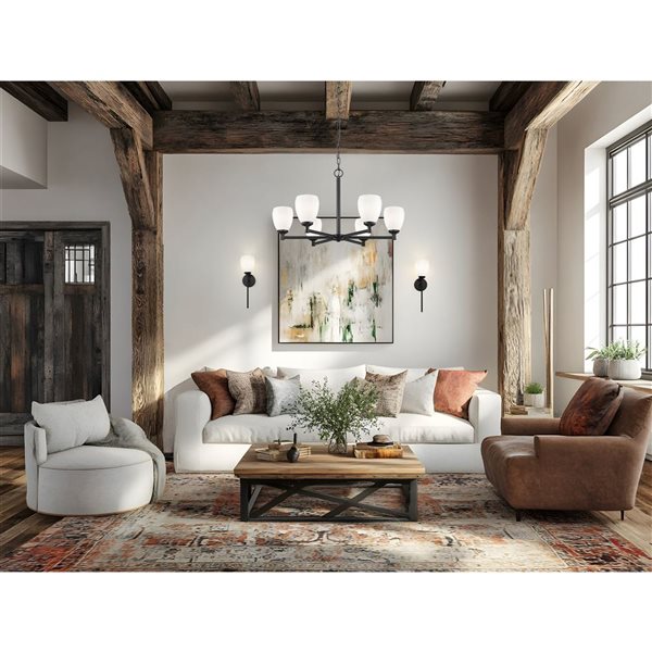 Z-Lite Oren Matte Black Transitional 6-Light Shaded Chandelier