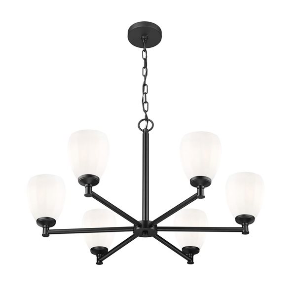 Z-Lite Oren Matte Black Transitional 6-Light Shaded Chandelier