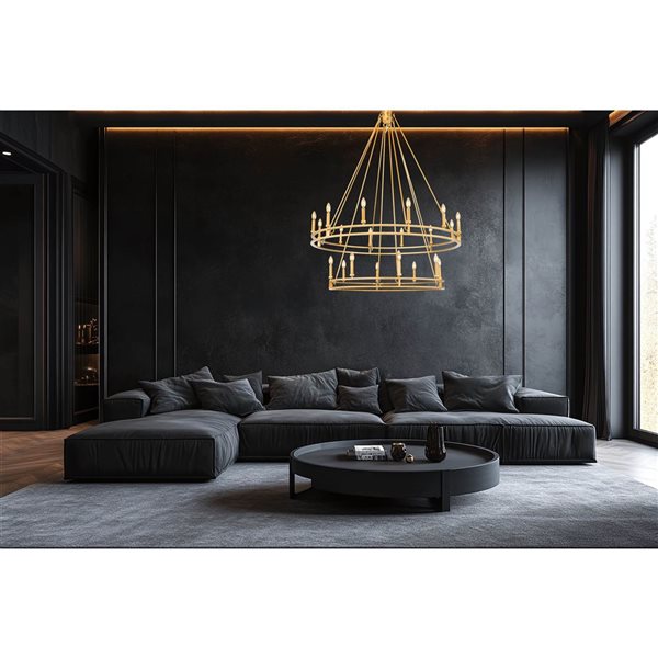 Z-Lite Dennison Signature Brass Transitional 20-Light Candle Chandelier