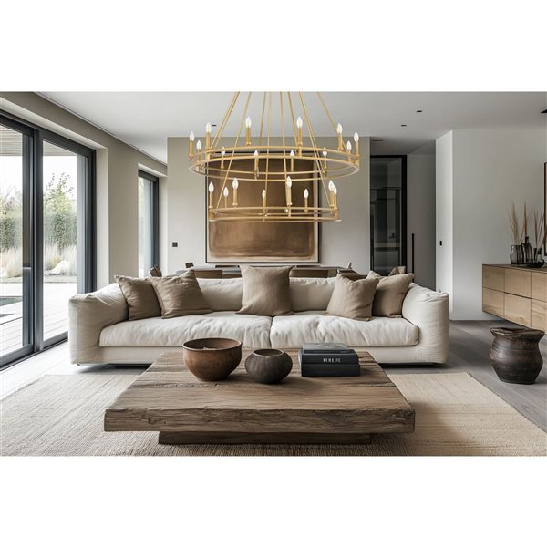 Z-Lite Dennison Signature Brass Transitional 20-Light Candle Chandelier