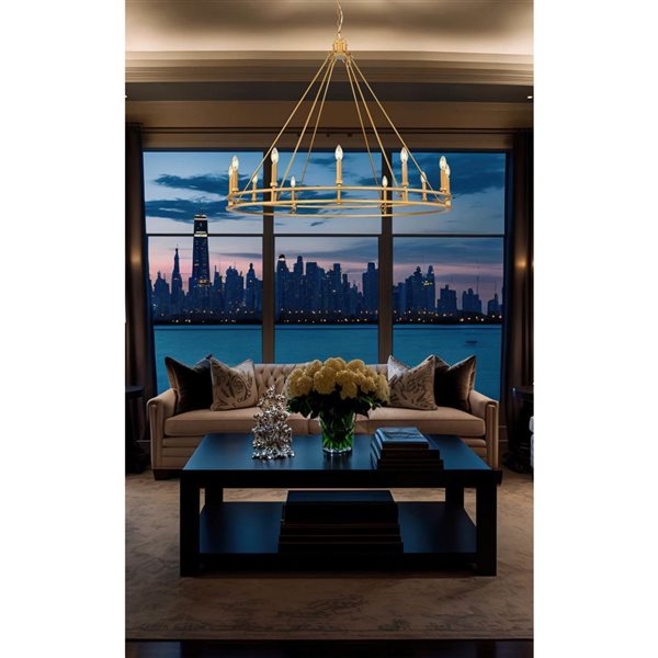 Z-Lite Dennison Signature Brass Transitional 12-Light Candle Chandelier