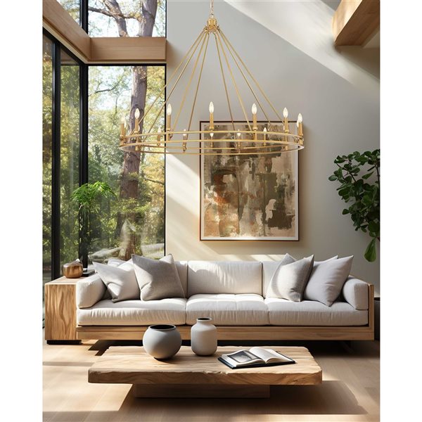 Z-Lite Dennison Signature Brass Transitional 16-Light Candle Chandelier