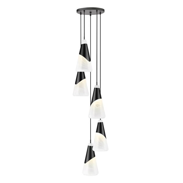 Z-Lite Aimie Matte Black Modern 5-Light Tiered Chandelier
