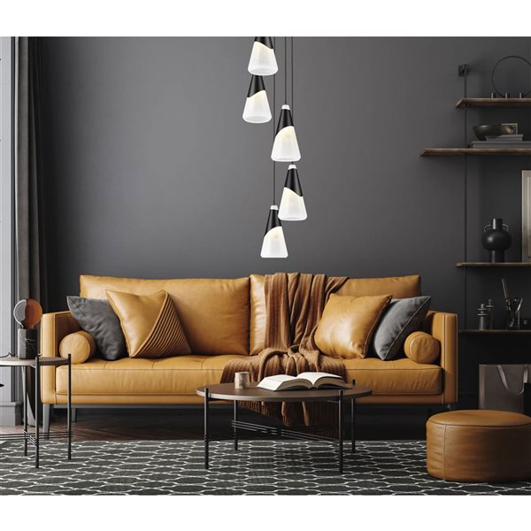Z-Lite Aimie Matte Black Modern 5-Light Tiered Chandelier