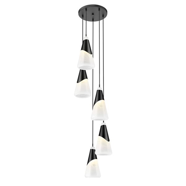 Z-Lite Aimie Matte Black Modern 5-Light Tiered Chandelier