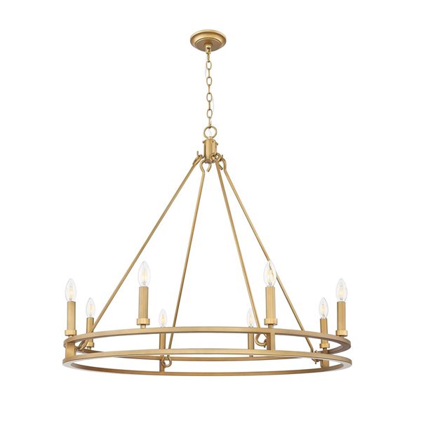 Z-Lite Dennison Signature Brass Transitional 8-Light Candle Chandelier