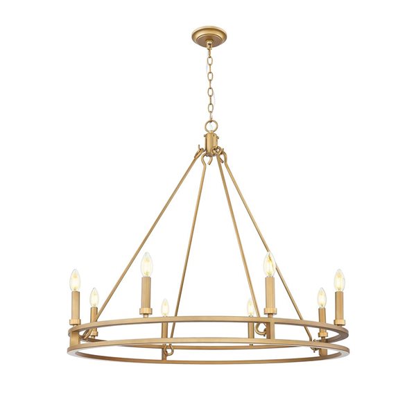 Z-Lite Dennison Signature Brass Transitional 8-Light Candle Chandelier