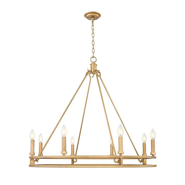 Z-Lite Dennison Signature Brass Transitional 8-Light Candle Chandelier