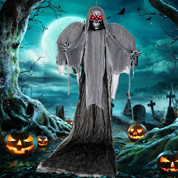 Costway 12-ft H Hanging Skeleton Ghost w/ Flickering Red