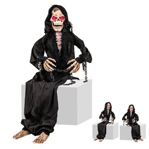 Costway 5-ft H Animatronic Life Size Sitting Reaper Free Standing Halloween Decoration