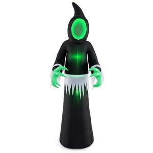 Costway 8-ft H Giant Inflatable Ghost Free Standing Halloween Decoration w/ Mirror Face