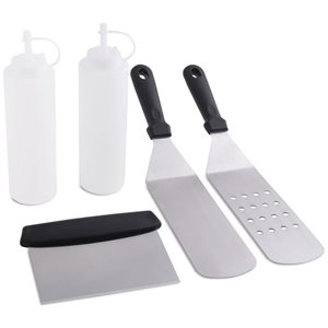 Lot de 5 accessoires pour cuisson sur plaque chauffante/grill GrillPro avec bouteilles et spatules